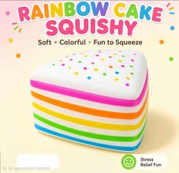 Jumbo Rainbow Slice of Cake Slow Rebound Squishy