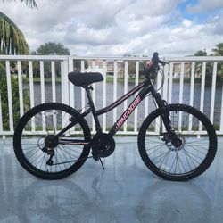 New Mongoose Excursion Girl Mountain Bike, 24” Wheel - BLACK/PINK 