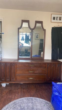 Antique dresser and mirror