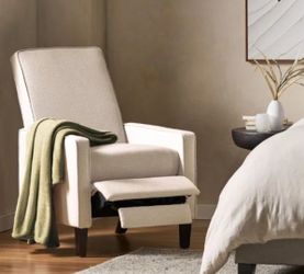 Hayle Upholstered Push Back Recliner, Biege