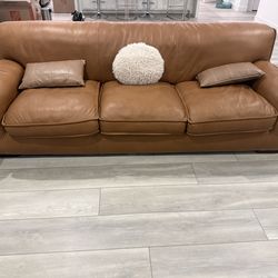 Brown leather couch