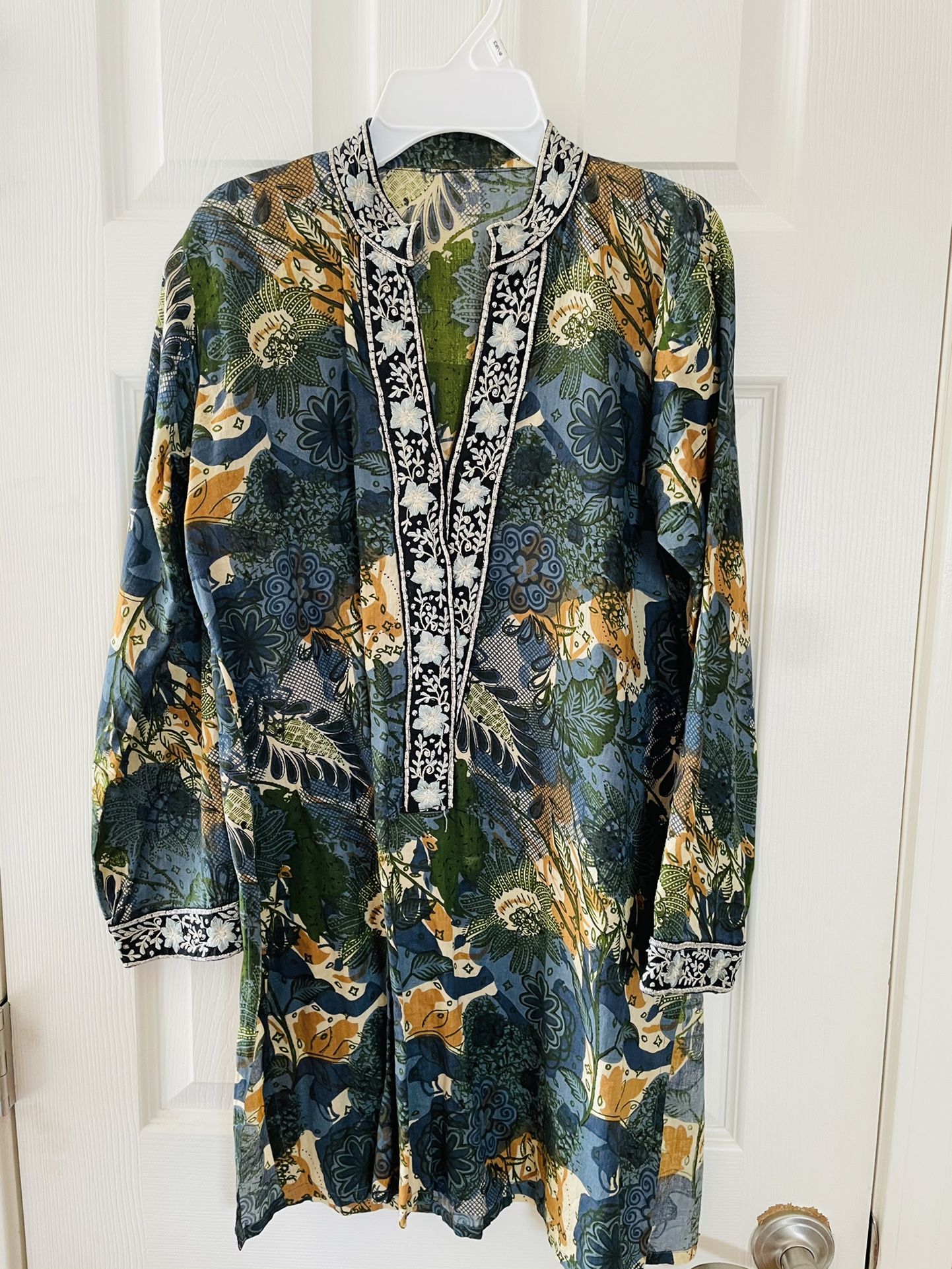 Small To Medium Cotton Embroidered Tunic Top