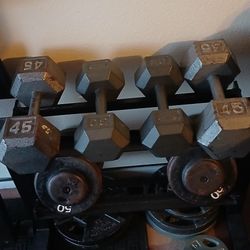 Dumbells With Rack 2(50#)2(45#)2(30#)