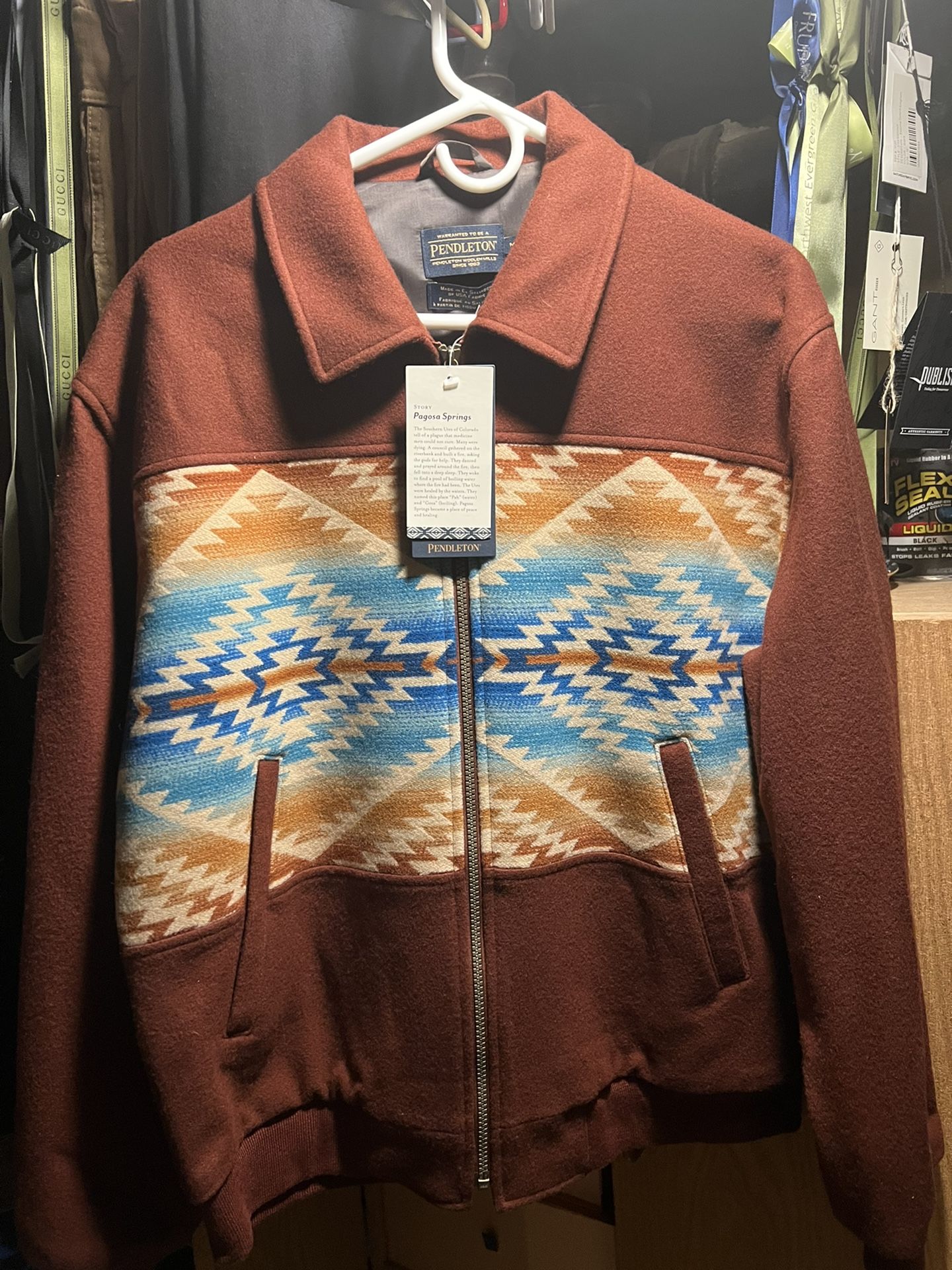 Men’s Pendleton Pagosa Springs Maroon Bomber Jacket - Medium