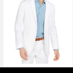 Alfani Men's Classic-Fit Stretch Linen Blend Solid Sport Coat White-Sizes M,L,XL 