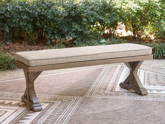 Beachcroft New Beige Outdoor Bench with Cushion