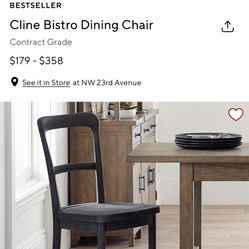 Pottery Barn Dining Chairs, set of 4, excellent condition.  Black Cline Bistro Dining Chairs.  