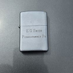 Vintage ZIPPO Lighter- EG SMITH Punxsutawney Pa Inscribed- 1950
