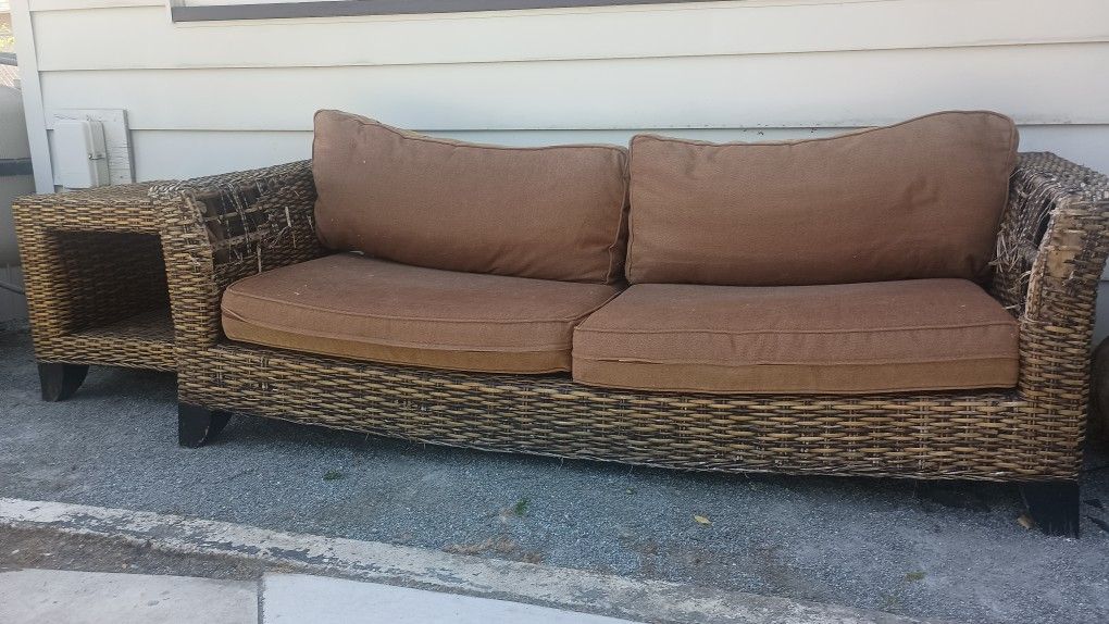 Rattan Sofa and end table