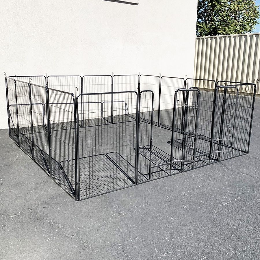 (NEW) $270 Large 10x10ft Heavy Duty 48” Tall, 16-Panels Dog Playpen Pet Exercise Fence Crate Kennel