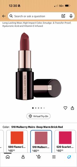New Laura Mercier Caviar Smoothing Matte Lipstick, 16HR Hydration, Long Lasting, High Impact Color