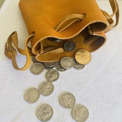 1970’s Leather Bank Coin Bag. 