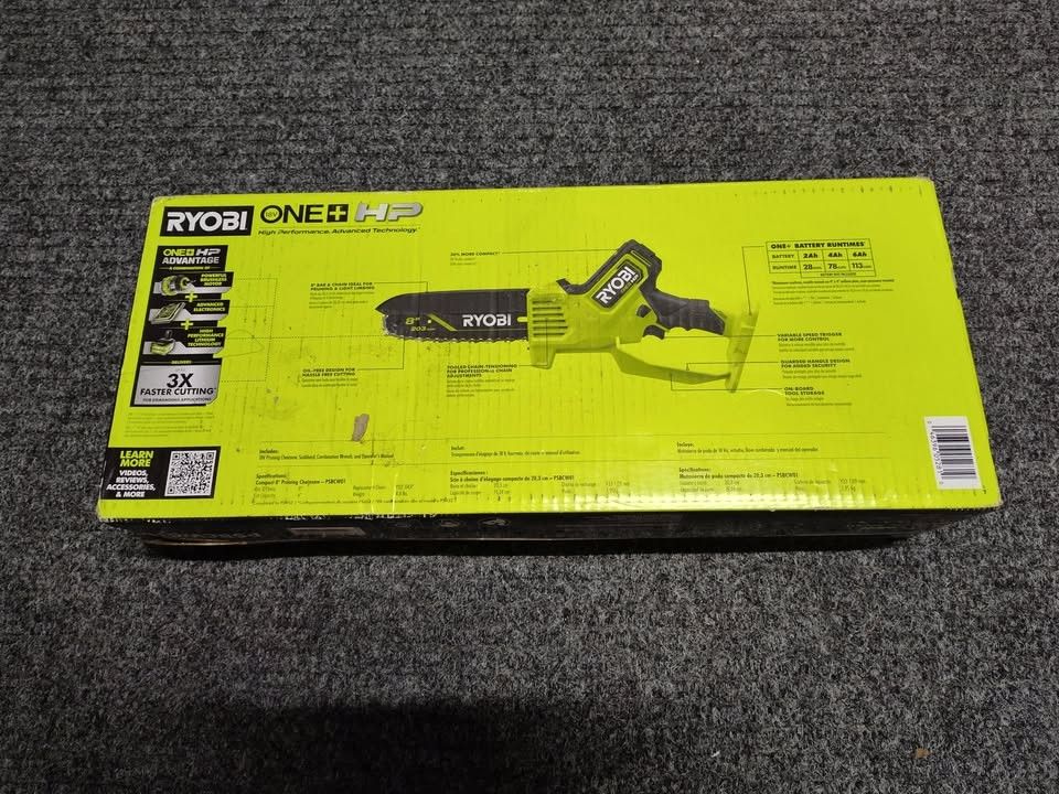 NEW RYOBI PSBCW01B 18V ONE+ HP BRUSHLESS 8 INCH COMPACT PRUNING MINI CHAINSAW TOOL ONLY