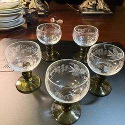 A set of 5 vintage German Roemer wine glasses