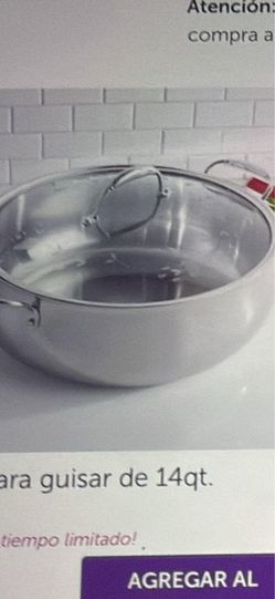 Olla para guisar de 14 qt de Acero  Inoxidable Tri ply Nueva  de Princess house