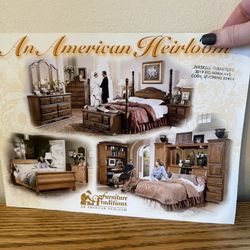 Queen bed, nightstands and armoire