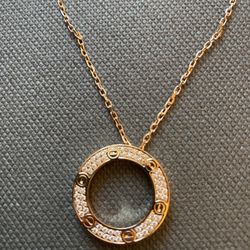 Gold Plated all Diamonds love necklace 