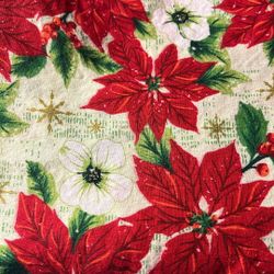 Fa-8 Christmas White & Red Poinsettia Fabric
