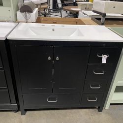 AS IS Assembled New Solid Wood Frame 36" Bathroom Vanity w/ Sink Freestanding Storage Cabinet