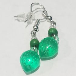 Plastic Green Transparten Starwberry Earrings 