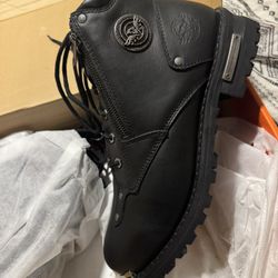 Men's Black Leather Motorcycle Boots