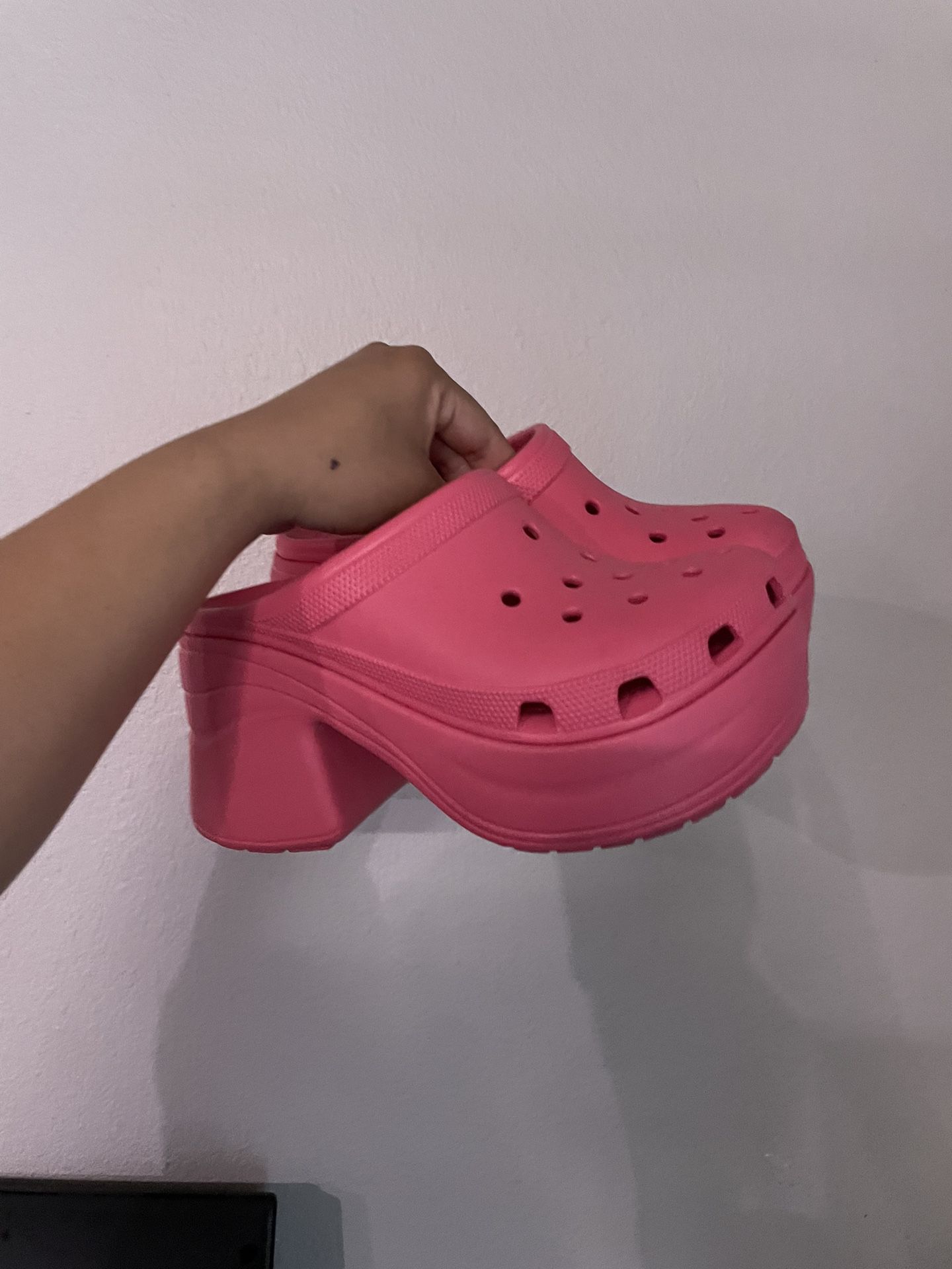 Pink Platform Croc Heels