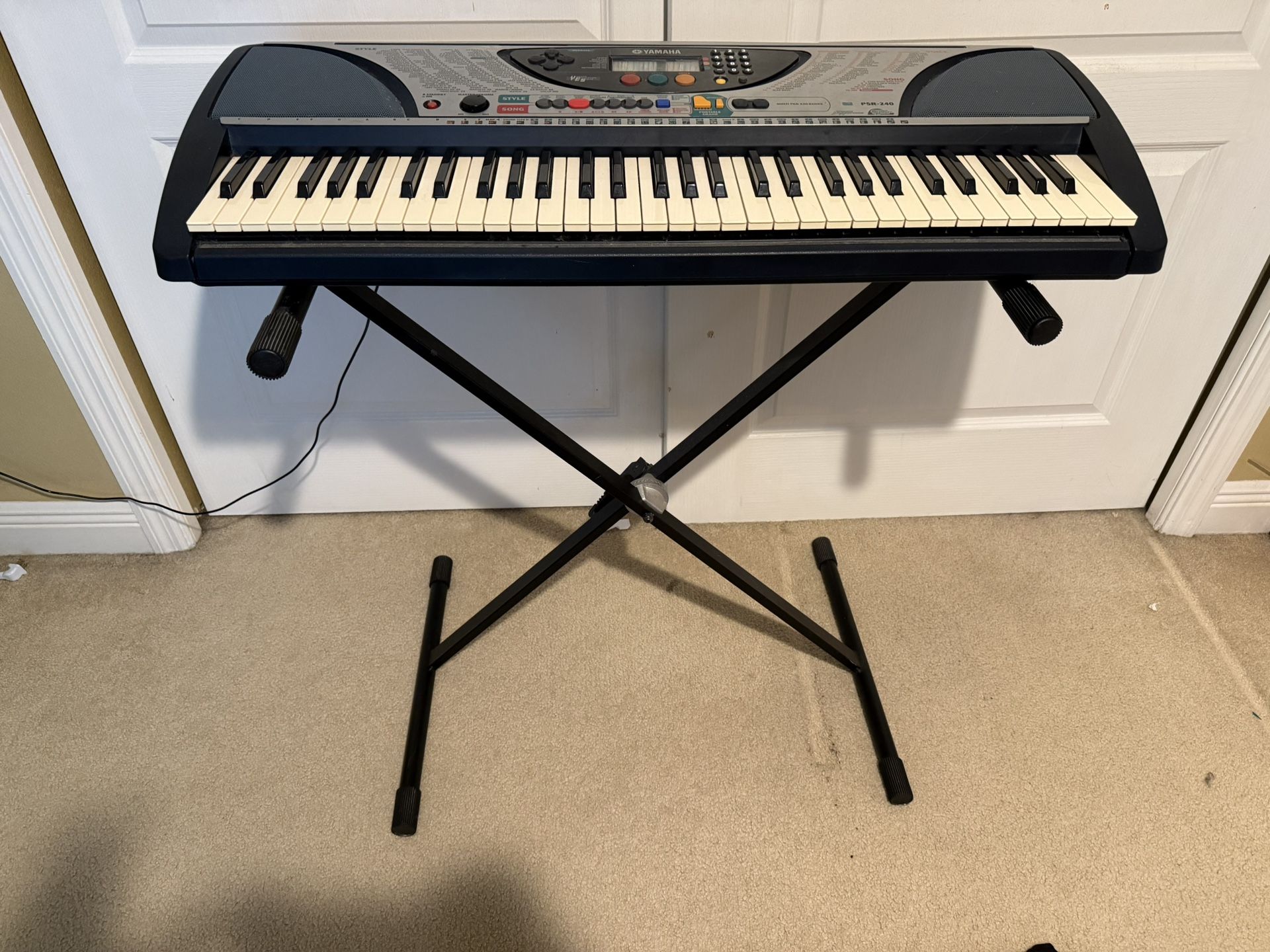 (Negotiable) Yamaha PSR-240 Keyboard + Stand + Music Stand + Books – Full Set!