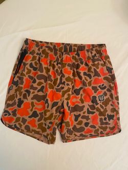 MTN OPS Limited Edition Riot Shorts Men's Camo Athletic Training Outdoor Performance Orange Brown Size Large