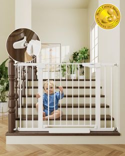 Open-Box New Cumbor Adjustable Baby Gate - 29.7-46 Width White Double-Lock Safety