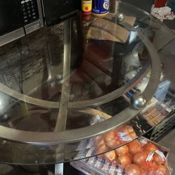 48” Circle Glass Table With Base (2 Pcs Set) With 2 Chairs (4pcs Total Or Sold Separately)