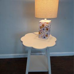 Pottery Barn pink flower table and Flower dimmable lamp