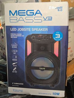 Tzumi Mega Bass V3 LED Jobsite Bluetooth Speaker