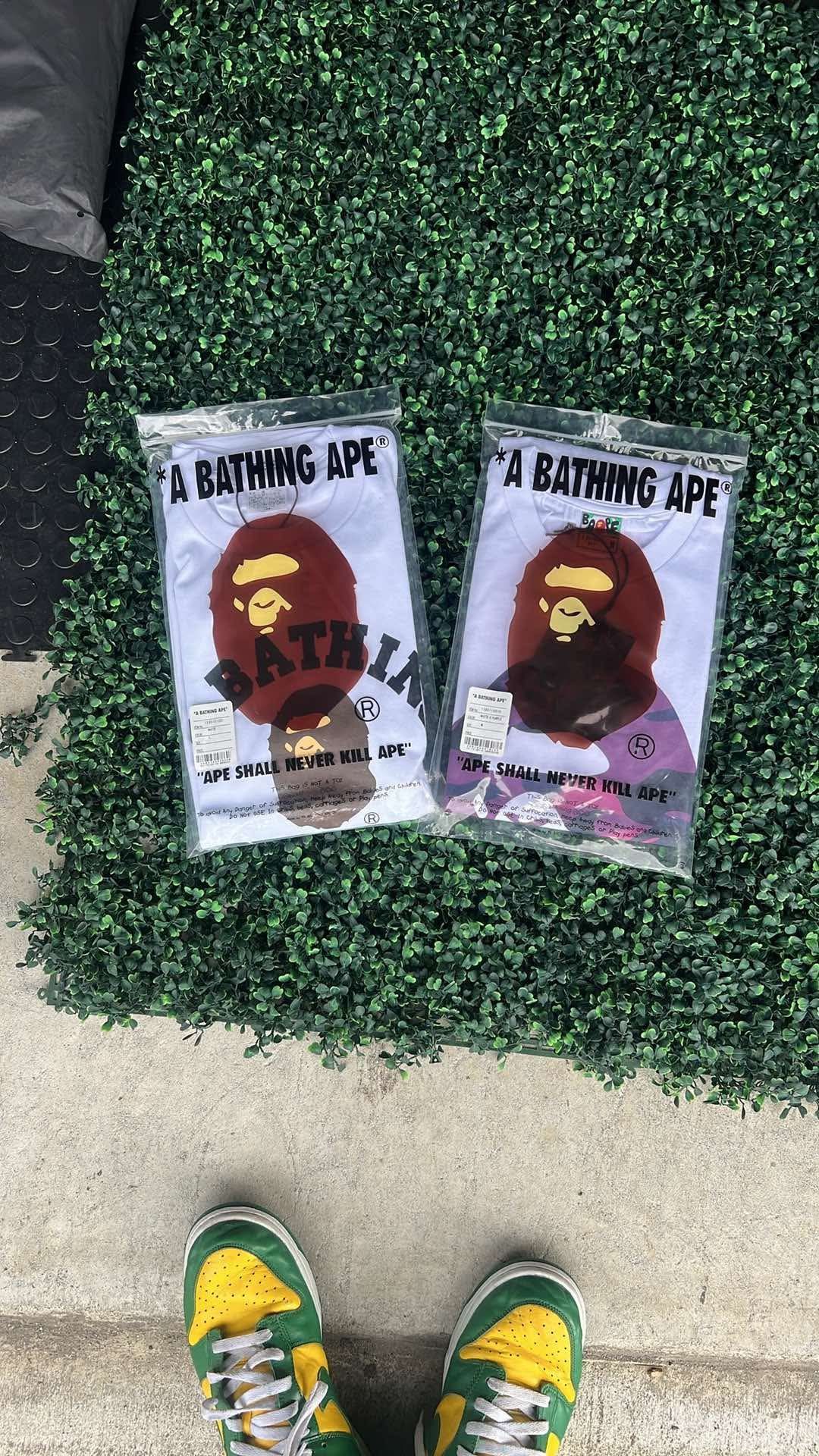 Bape Tee Shirts Left Size Large Right Size Medium 