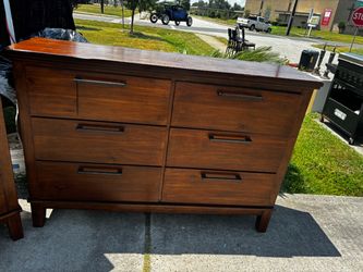 6-Drawer Wood Dresser Dark Walnut Finish