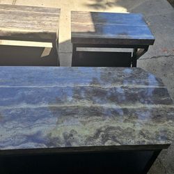 Like New Marble Coffee Table,bar chairs, End Tables And 65 LG Tv