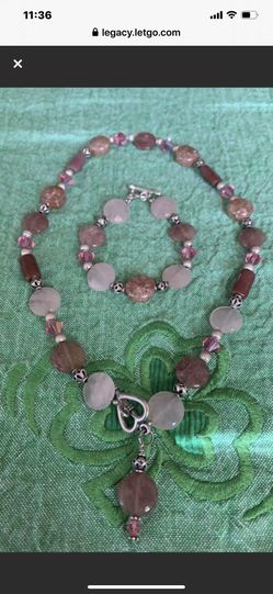 Swarovski crystals / sterling silver with lavender stones necklace & bracelet