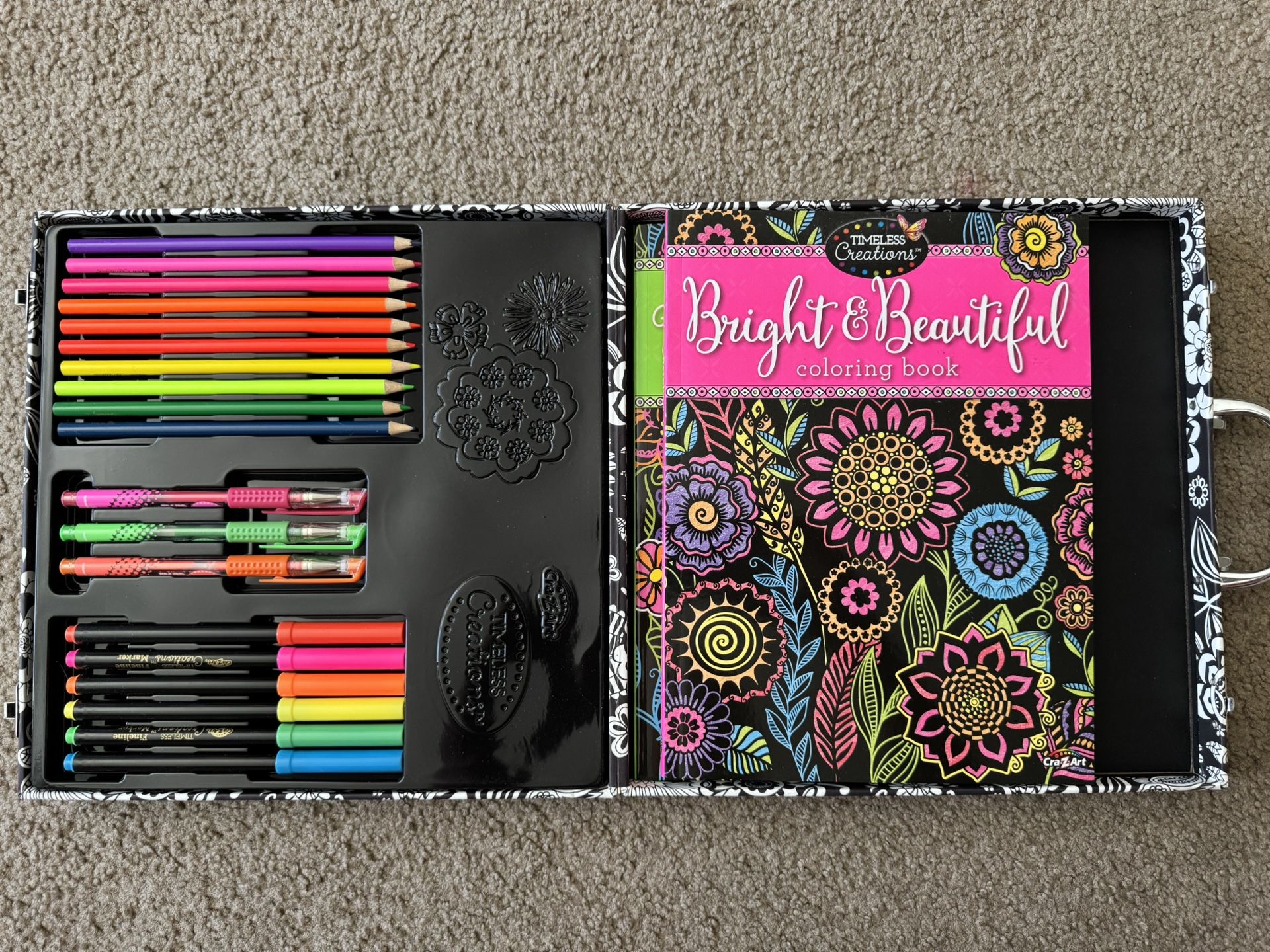 Cra-Z-Art Timeless Creations Neon Multicolor Art Drawing Set, Beginner to Expert, Child to Adult