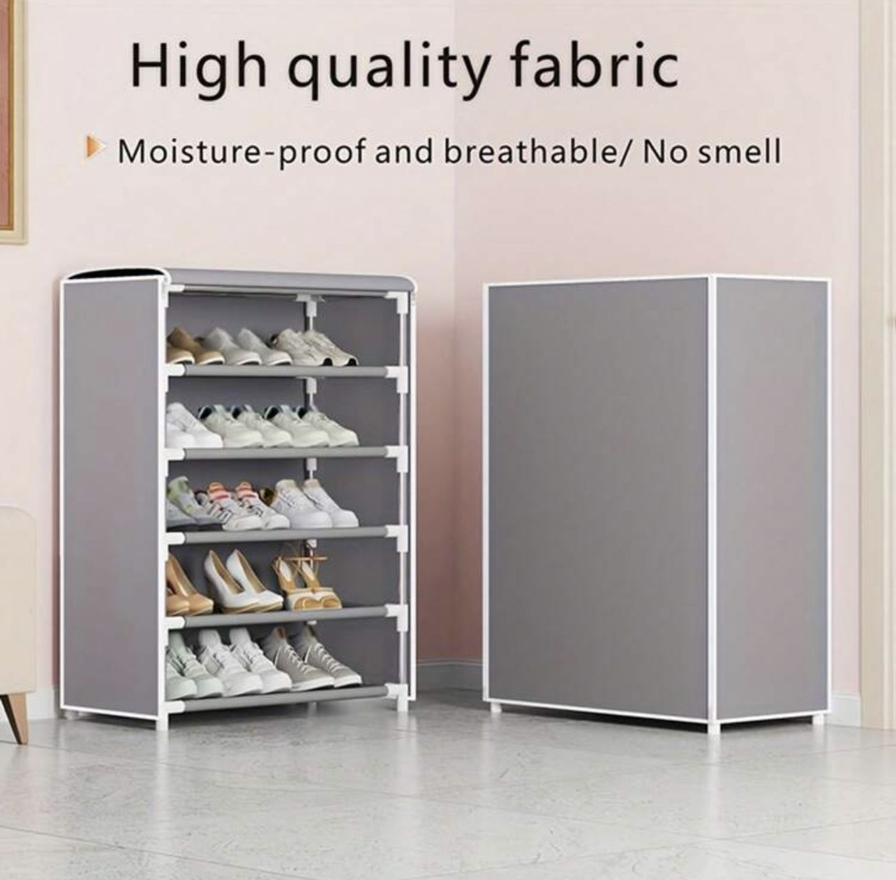 1 Piece Dustproof Shoe Rack With Cloth Cover, 5 Layers 4 Grids