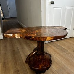 Hand-carved solid wood side table