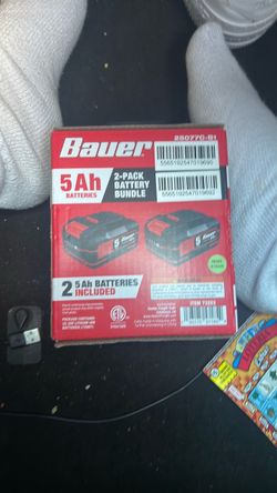 BAUER 20V 5 Ah Lithium-Ion Battery Bundle, 2-Pack