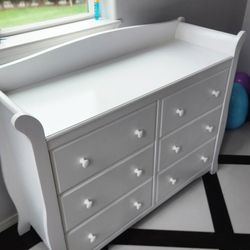 White, Wood Dresser (with ledge for changing table pad)