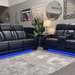 OM• $38 Initial • Brand New&& Genuine Leather  Boyington Sofa And Loveseat 