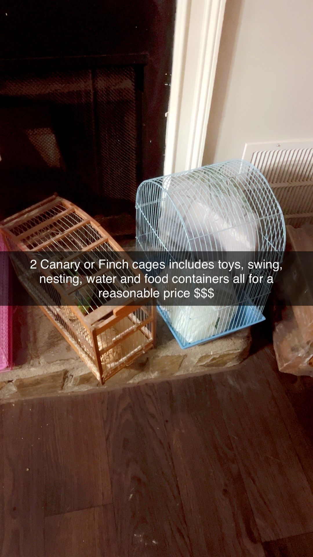 Canary Or Finch Bird Cages Colors Pink, Wood & Blue