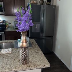 Vase With Fake Purple Flowers