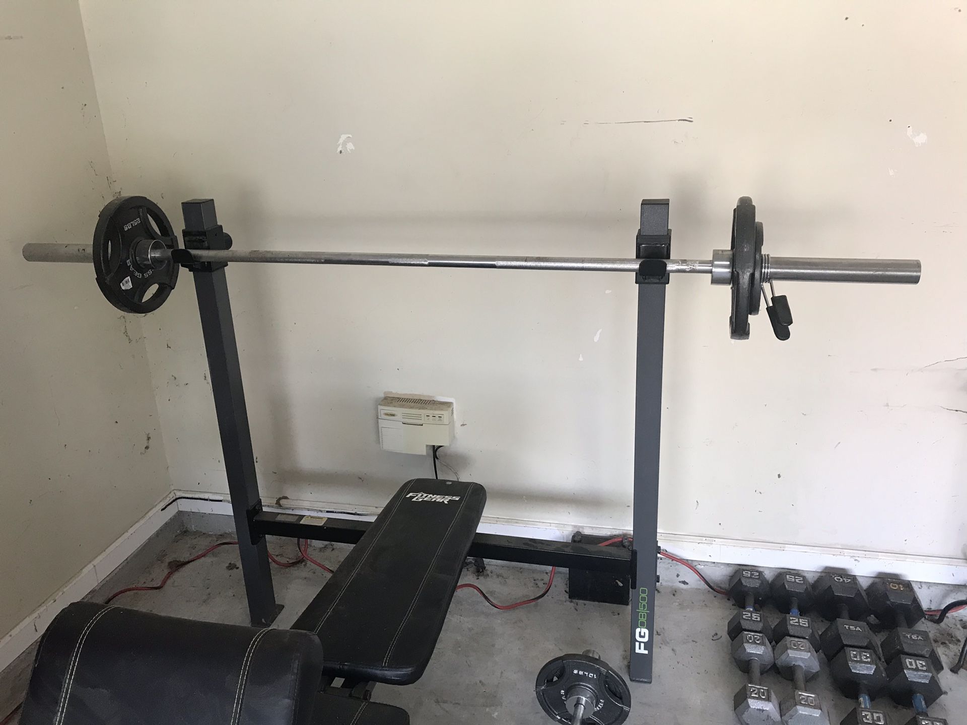 Weight Bench w/ weights and bars