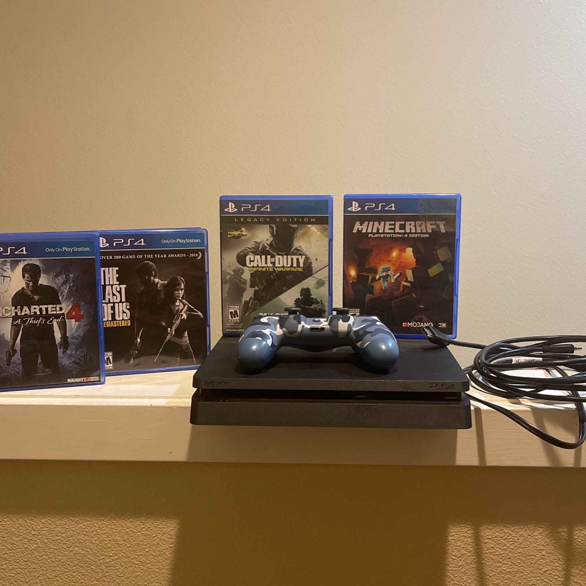 Ps4 With Games, Cables, Controller