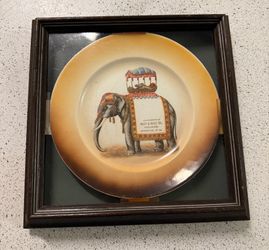 Rare 1911 Antique Taylor Smith Taylor Circus Elephant  Dinner Plate In Frame