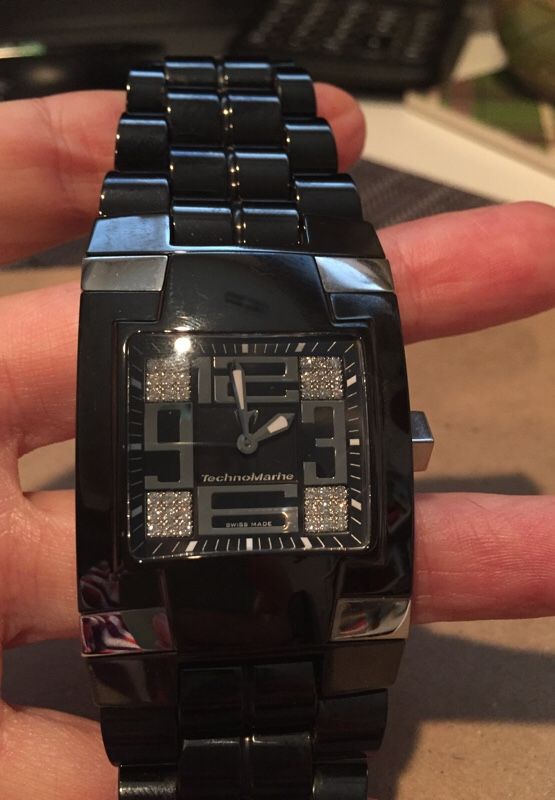 TechnoMarine Square Diamonds Black Ceramique Unisex Watch
