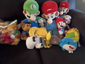 Mixed Plush Toy Lot – Mario, Luigi, Paw Patrol & More