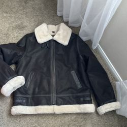 St. John's Bay Shearling Aviator Men Jacket Dark Brown